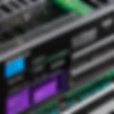 Detailed architecture of a Netgear network switch showcasing port configuration and design elements.