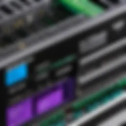 Detailed architecture of a Netgear network switch showcasing port configuration and design elements.