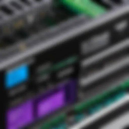 Detailed architecture of a Netgear network switch showcasing port configuration and design elements.