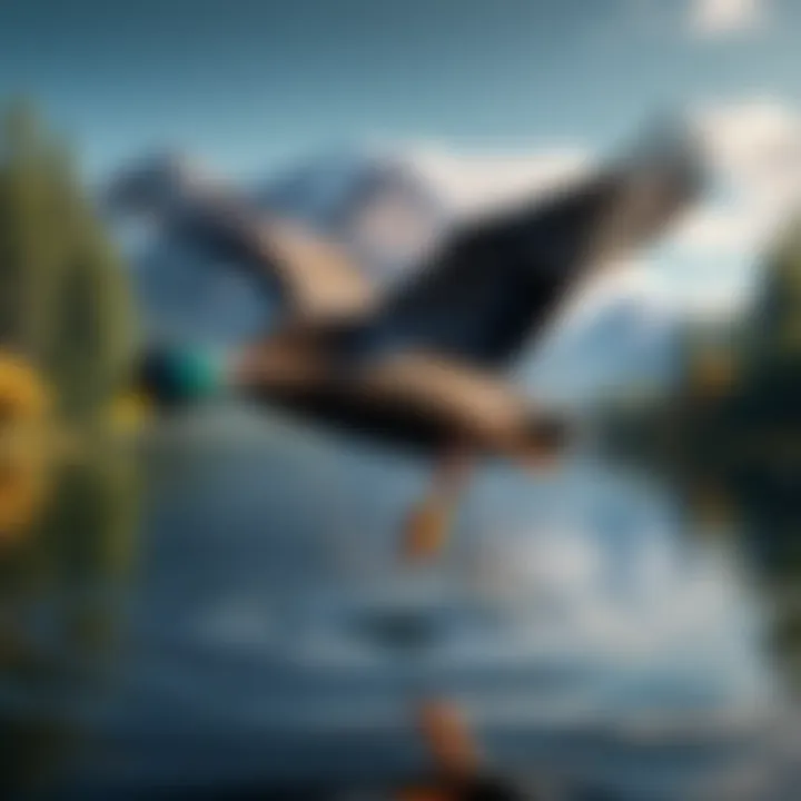 A Black Duck in flight, highlighting its agility and adaptation.