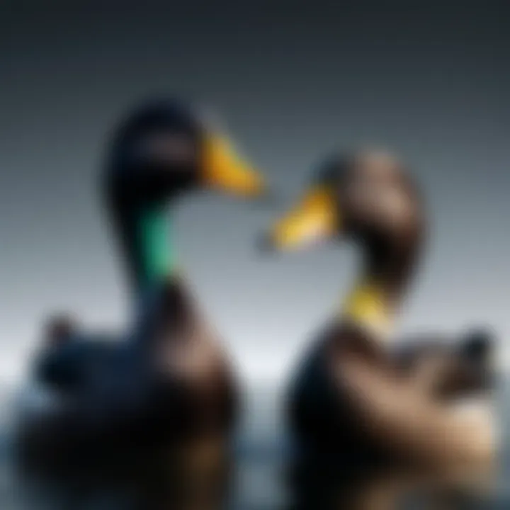 A pair of Black Ducks interacting, demonstrating their social behaviors.