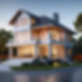 A sophisticated home design rendered in CAD software showcasing intricate details.
