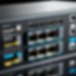 A modern networking switch with multiple ports.