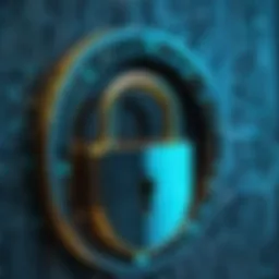 An abstract representation of cyber security with digital locks and codes