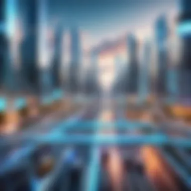 Futuristic Cityscape: The Intersection of Innovation and Technology Futuristic city skyline showcasing advanced technology
