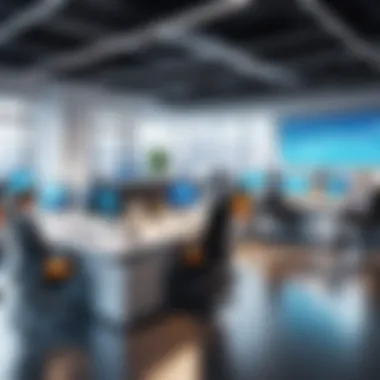 Collaboration in a Modern Workplace A modern office space showcasing collaborative work environments