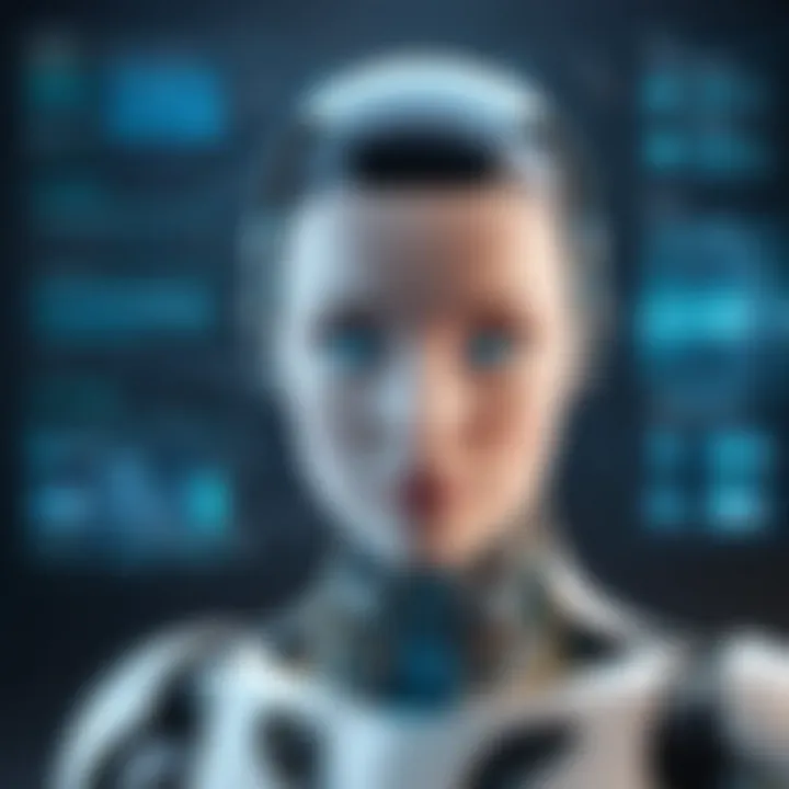 A futuristic depiction of artificial intelligence integration in business environments.