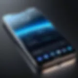 A sleek smartphone displaying innovative features with a futuristic background