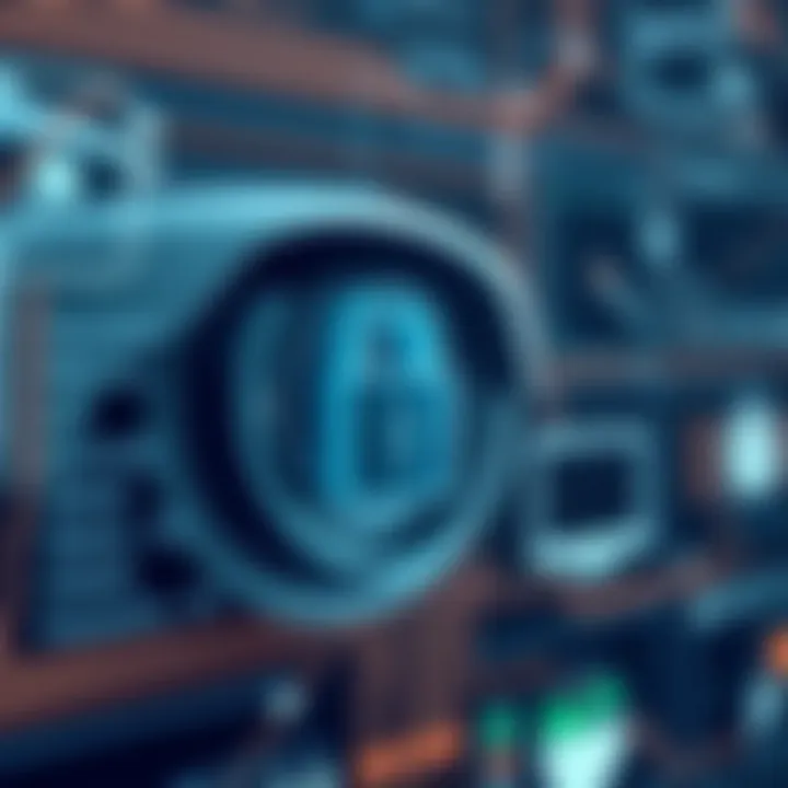 A close-up of data security features in a surveillance system.