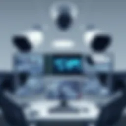 A modern video surveillance setup showcasing multiple camera angles.