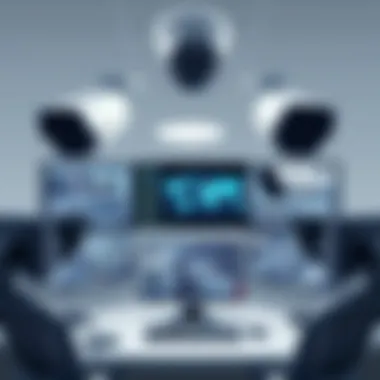 A modern video surveillance setup showcasing multiple camera angles.