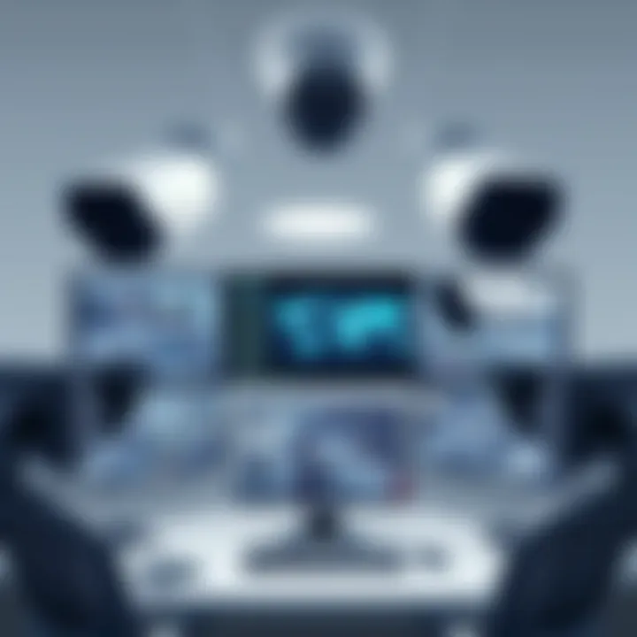 A modern video surveillance setup showcasing multiple camera angles.