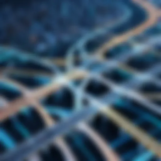 Illustration of a complex network of transportation routes