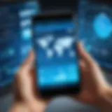 Mobile application interface showcasing field service management features