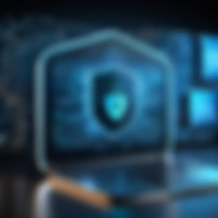 A digital shield representing cybersecurity in fraud protection