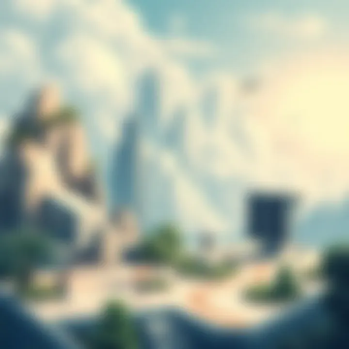 The Future of Business Applications of NFTs A futuristic landscape illustrating potential business applications of NFTs