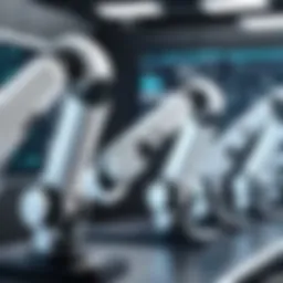 Illustration of robotic arms performing automated software testing