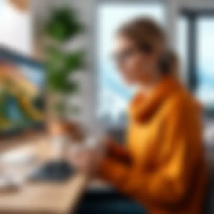 An employee enjoying a moment of well-being with a cup of tea in a cozy setting