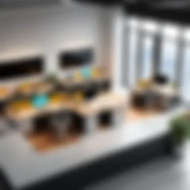 Flexible Workspaces for Enhanced Productivity Flexible workspace with various seating arrangements