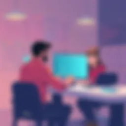 An insightful representation of an enablement manager collaborating with sales and customer success teams.