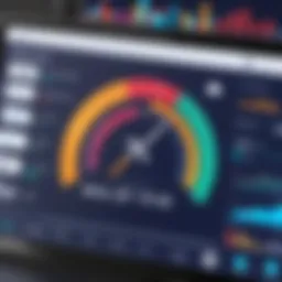 A visual representation of various marketing KPIs displayed on a digital dashboard.
