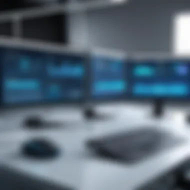 Technology in Sales Enablement A modern workspace equipped with advanced technology for sales support