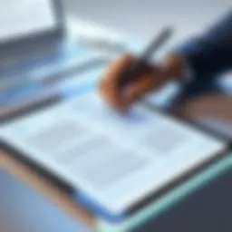 Illustration showing the concept of electronic signatures in a digital environment