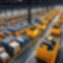 A modern automated warehouse with advanced robotics