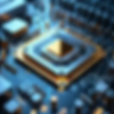 The Future: Quantum Computing and Processors Conceptual illustration of quantum computing technology.